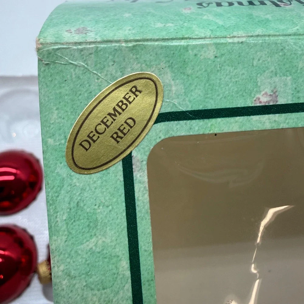 Christmas by Krebs December Red Glass Ornaments Set of 5 with Gold Crowns Box